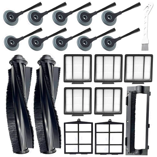 Tivcroxs 20 Pack Replacement Parts for Shark ION AV751 R85 RV850 S86 S87 S88 R71 R72 R75 RV761 RV771 RV871 AV752 AV753 Robot, 2Main Brush&5Filters&10Side Brushes&2Pre-Filter&1Brush Protect Guard