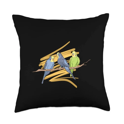 Papagei Tierhalter witzige lustige Sprüche Colourful Cockatiels Sitting on a Branch for Men, Women, Children Throw Pillow, 18x18, Multicolor