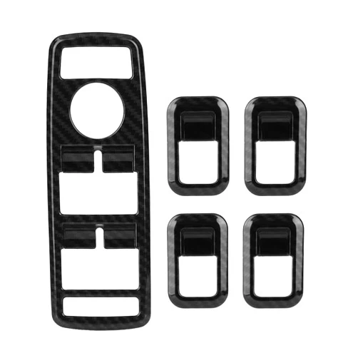 Keenso Window Switch Button Cover, 5Pcs Self Adhesive Carbon Fiber Window Switch Button Trim Cover for A B C E CLA GLA GLK ML GLE Class W204