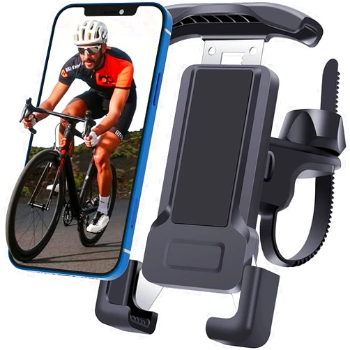 Asunby Bike Phone Holder Motorcycle Phone Mount Motorcycle Handlebar Cell Phone Clamp Scooter Phone Clip for iPhone 14 Plus/Pro Max, 13 Pro Max, S9, S10 and More 4.7
