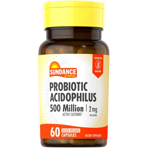 Sundance Probiotic Acidophilus | 500 Million Active Cultures | 60 Quick Release Capsules | Non-GMO, Gluten Free Supplement