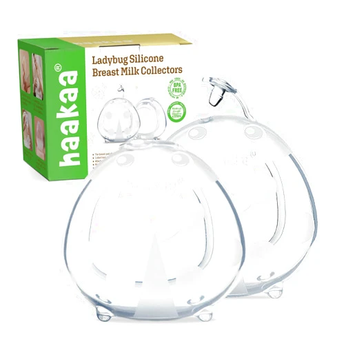haakaa Ladybug Silicone Breast Milk Collector - Wearable Nursing Cups for Breastfeeding Moms, Collect Leaky Breast Milk, Protect Sore Nipples, Made of Soft Food Grade Silicone (1.4oz/40ml, 2 pcs)