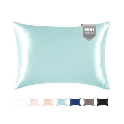 THXSILK Mulberry Silk Pillowcase for Hair and Skin with Hidden Zipper, 25 Momme Pure Mulberry Silk, Hypoallergenic Pillowcase Pillow Cover(20inch x 36inch, King Size, Light Blue, 1pc)
