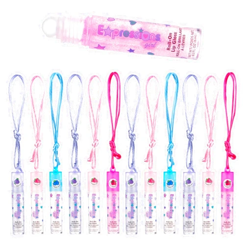 EXPRESSIONS 12pc Lip Gloss Necklace, Fruit Flavored Lip Gloss Set, Lip Gloss Value Pack, Teen Girls Party Favors, Non Toxic Lip Gloss Necklaces For Girls