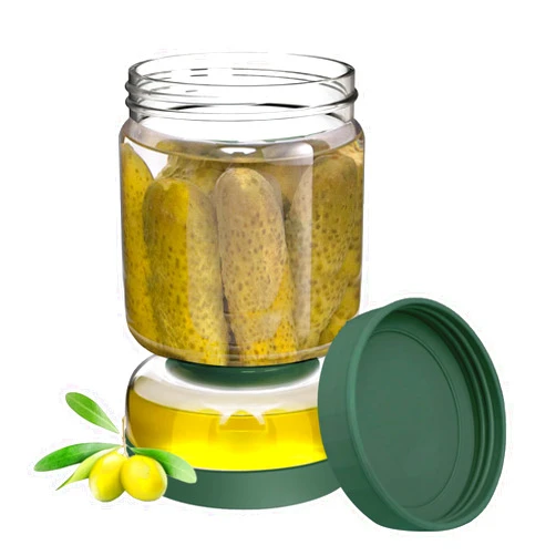PathVenture Pickle Jar with Strainer Flip,34oz Glass Pickle Jar Leakproof Airtight Pickle Container with Strainer Juice Separator Jar for Capers Olive and Jalapenos Dishwasher Safe-Green