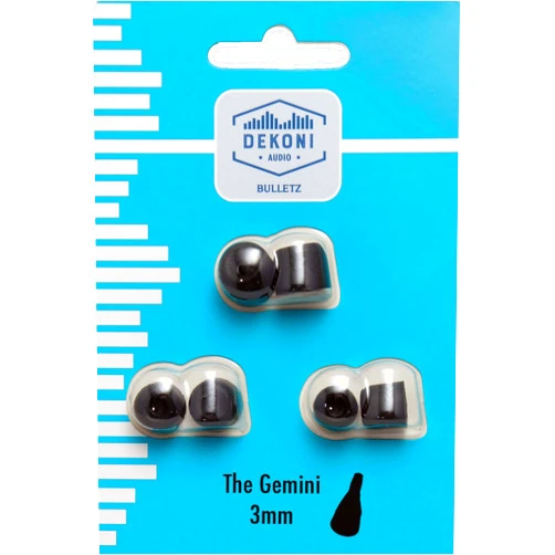 Dekoni Audio Gemini Bulletz Moldable Memory Foam Isolation Earphone Tips, Black, 3mm, 3 Pack (Medium)