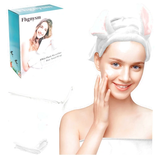 Fhgnysm Microfiber Premium Towel Set, Including(Hair Turbans for Wet Hair, Wash Cloth and Bath Towel), Highly Absorbent Towels for Bathroom, Gym, Hotel, and Spa(White)