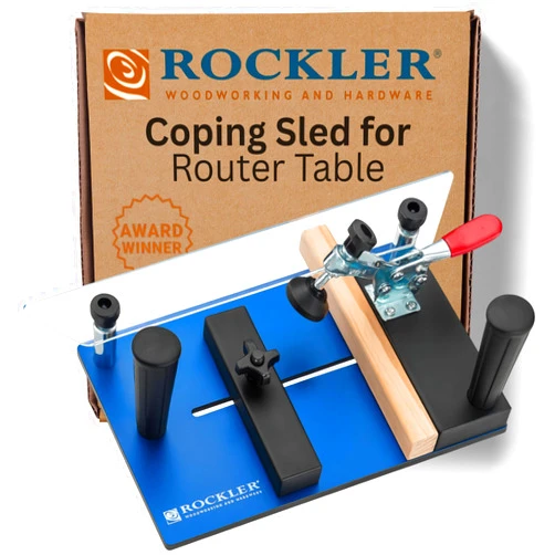 Rockler Rail Coping Sled for Router Table – Round Handle Router Sled for Firm Grip – Toggle Clamp Features Easy, Tool-Free Adjustments - Maximum Workpiece Dimension (5” Wide x 1-1/4”) - Router Jigs