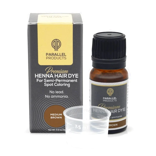 Parallel Products Spot Color Henna Kit - Henna Hair Dye - 3 grams - Tint for Professional Spot Coloring - With Mixing Dish - Covers Grey Hair - Root Touch Up (Medium Brown)