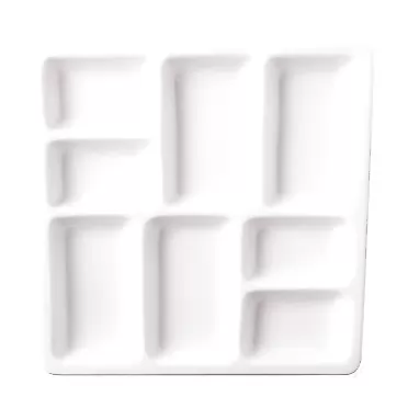 Gemerglity 8-Well Porcelain Artist Paint Palette, Mixing Ceramic Watercolor Palette, Mixing Tray for Watercolor Gouache Acrylic Oil Painting 8 Inch 8 Wells