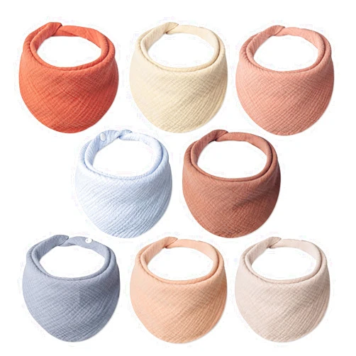 Lulu moon Baby Muslin Bibs - 100% Cotton for Teething Drooling Girls Boys, 8 Pack