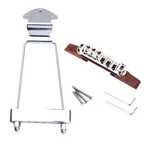 ZENGXUE 1 Set 6 Strings Archtop Guitar Bridge Tailpiece for Guitar Bridge Parts Replacement (Color : Silver)