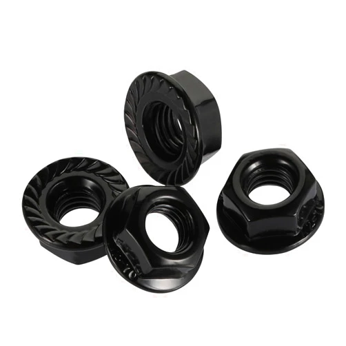 OUSCHR M6-1.0 Serrated Flange Hex Nuts Flanged Locknuts, 304 Stainless Steel 18-8, Black Finish, 50PCS