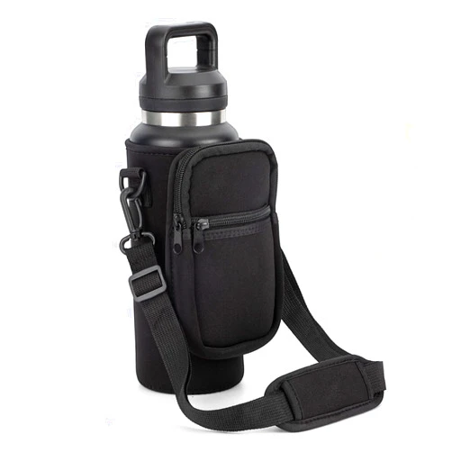 Ajrwiiy Water Bottle Carrier Bag for YETI Rambler 46/36oz Bottle - Water Bottle Holder with Strap, Adjustable Shoulder Sling Bag with 2 Pocket, Neoprene Water Bottle Sleeve Bag
