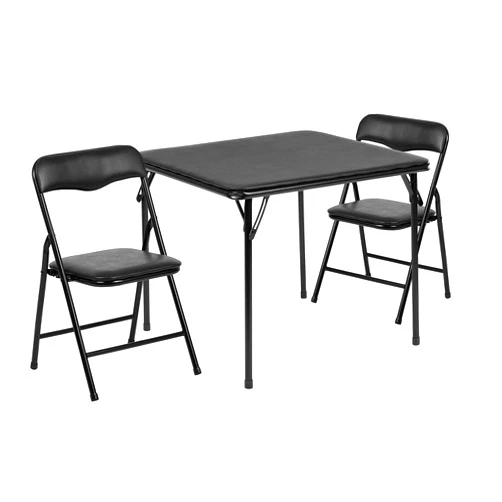 Flash Furniture Kids 3-Piece Folding Square Table and Chairs Set for Daycare and Classrooms, Children's Activity Table and Chairs Set, Black