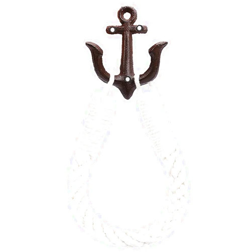 Ljxoaieu White Nautical Rope Toilet Paper Holder Wall-Mounted Towel Ring Nautical Toilet Paper Holder with Metal Hooks Coastal Towel Rack Natural Antique Rope(Black)