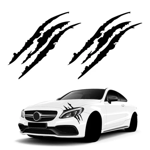 Beypovk 2PCS Monster Claw Scratch Mark Decals, Automotive Exteriors Waterproof Vinyl Headligh Sticker for Sports Cars, SUVs, Pickups, Motorcycles (Black)