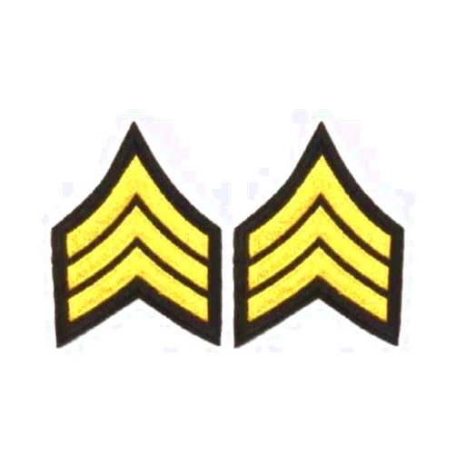 Hero's Pride Uniform Chevrons - LASD/CDCR - Medium Gold on Black - 3-inch wide - Sergeant - Pair