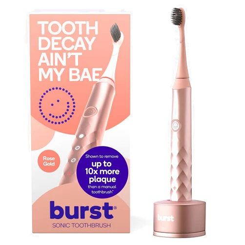 Burst Original Sonic Electric Toothbrush for Adults (Rose Gold) | Rechargeable Electric Sonic Toothbrush | Soft Bristle Deep Clean Stain & Plaque Removal | 3 Modes: Teeth Whitening/Sensitive & Massage