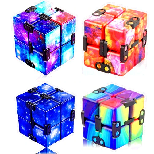 LANTIANCHEN 4 Pack Infinity Cube Fidget Toy, Fidgeting Game for Adults, Cool Mini Gadget Best for Stress and Anxiety Relief and Kill Time for ADD/ADHD/OCD A