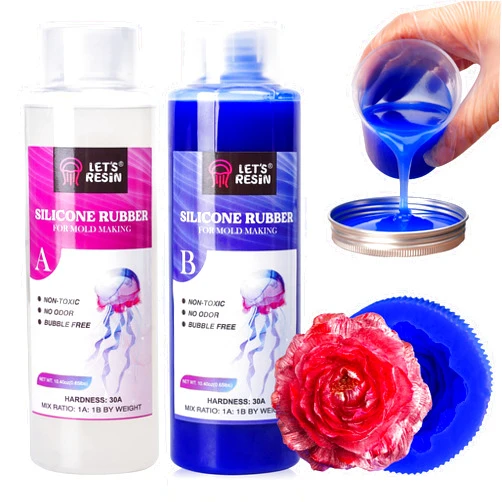 LET'S RESIN Silicone Molds Making Kit 30A, Blue Silicone for Making Molds,2 Part Molding Silicone, Liquid Silicone Rubber Mixing Ratio 1:1 - Ideal for Resin Molds, Silicone Molds DIY Making (20.8oz)