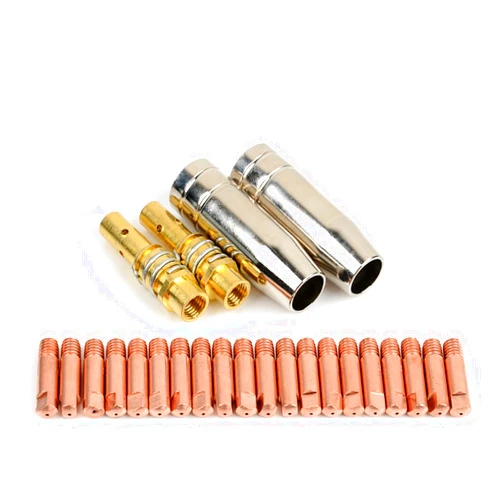 MELTSTAR 24PCS Mig Welding Nozzle Welder Torch Nozzles Consumables Gold Tip Holder Contact Tips Gas nozzle Set 15AK MB15 Mig Torch Nozzle