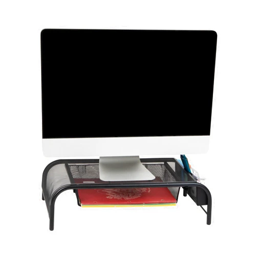 Mind Reader Monitor Stand, Ventilated Laptop Riser, Paper Tray, Storage, Office, Metal Mesh, 20