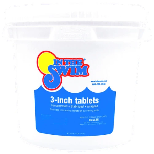 In The Swim 3 Inch Stabilized Chlorine Tablets for Sanitizing Swimming Pools - Individually Wrapped, Slow Dissolving - 90% Available Chlorine - Tri-Chlor - 25 Pounds