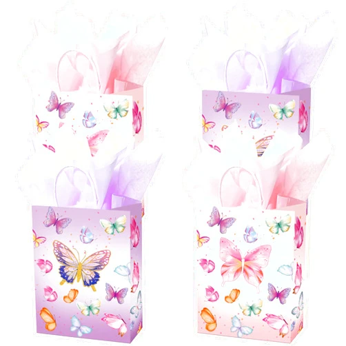 Keioy 16 Pcs Butterfly Party Gift Bags Butterfly Treat Bags with Handle Butterfly Goodie Bags for Butterflies Birthday Party Baby Shower Decoration (Mixed colors)