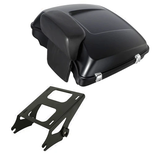 XMTMOTO Matte Black Razor Tour Pack Pack Trunk+Backrest Pad+ Tour Pack Mounting Rack fits for Harley Touring Models Road King, Road Glide, Street Glide, Electra Glide, Ultra-Classic 2014-later