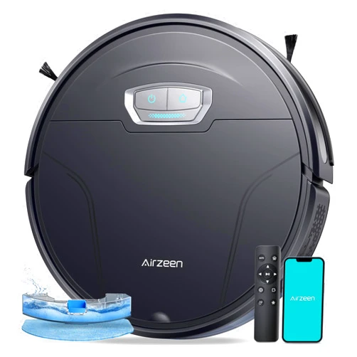 Airzeen Robot Vacuum Cleaner with 4500Pa Strong Suction, 3 in 1 Robot Vacuum and Mop, Carpet Auto-Boost, Self-Charging, 2.9”Slim Design, Remote/App/Alexa Control, Ideal for Pet Hair/Carpet/Hard Floor