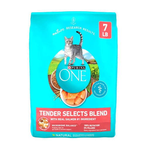 Purina ONE Natural Dry Cat Food, Tender Selects Blend With Real Salmon - 7 lb. Bag