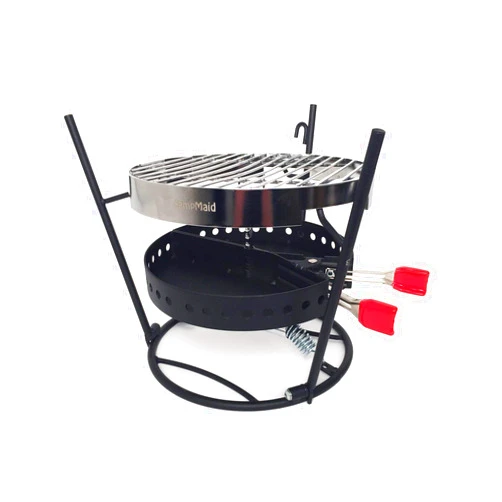 CampMaid Grill and Smoker with Carry Bag - Dutch Oven Tools Set - Charcoal Holder & Cast Iron Grill Accessory - Camping Grill Set - Outdoor Cooking Essentials - Camp Kitchen Equipment - (3 Piece Set)