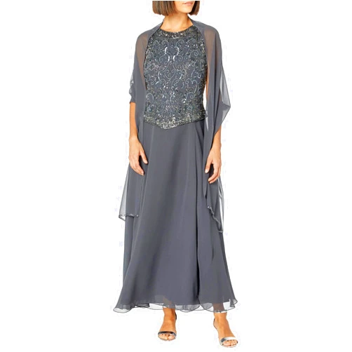 J Kara Women's Sleeveless Mock 2 Piece Beaded Bodice Flare Dress