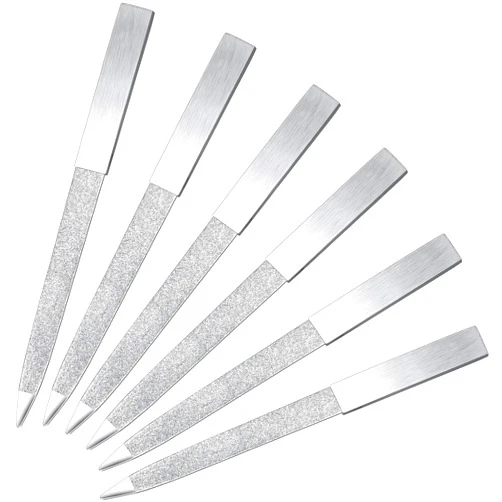 Mudder 6 Pieces Diamond Nail File Stainless Steel Double Side Nail File Metal File Buffer Fingernails Toenails Manicure Files for Salon and Home, Silver (5 Inch)