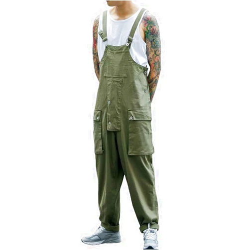 Rexcyril Men's Bib Overalls Baggy Loose Fit Workwear Sloppy Dungarees Lightweight Work Coveralls with Cargo Pockets
