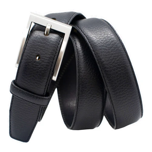 TheBeltShoppe.com Buffalo Leather Pebble Grain Dress Belts - Black, Tan, or Brown