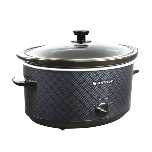 West Bend Slow Cooker 6-Quart Manual Crockery Style with Dishwasher Safe Oval Ceramic Crockpot and Glass Lid Two Temperature Settings Plus Keep Warm, 330-Watts, Black