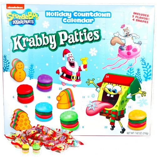 Frankford 2023 SpongeBob SquarePants Advent Calendar - 24 Days of Krabby Patty Treats, Countdown to Christmas, 7.62 Ounces