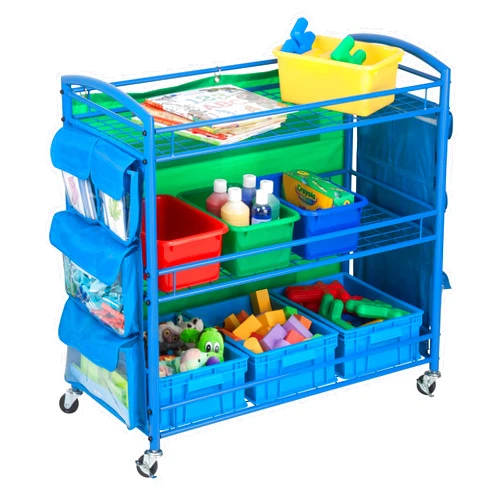 Honey-Can-Do 3-Tier Rolling Teacher's Activity Cart CRT-03477 Blue