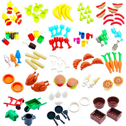 Enenfeifei Kitchen Food Accessories Building Block Toy Brick Compatible for Major Brands - for Mini Figure Part