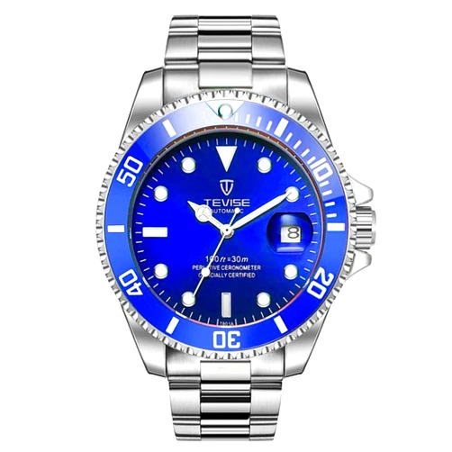 TEVISE Luxury Men Buisness Automatic Watches with Auto Date Luminous Hand Stainless Steel Mechanical Fashion Wristwatch
