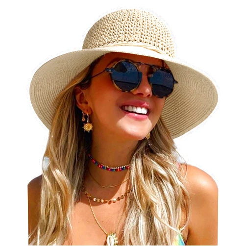 FURTALK Beach Hats for Women Summer Straw Sun Hat Wide Brim Crochet Hats