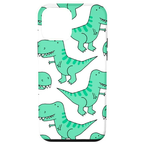 Green And White Pattern Dino T-rex For Dino Lovers iPhone 12 mini Funny Green Dino TRex Cartoon Cute Dinosaur Lover In White Case