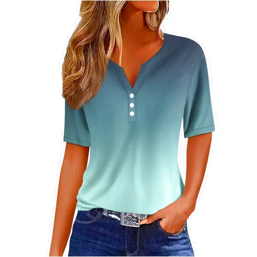 UJAKEL Summer Tops for Women 2025 Casual Short Sleeve V Neck Shirt Trendy Business Dressy Tunic Tops