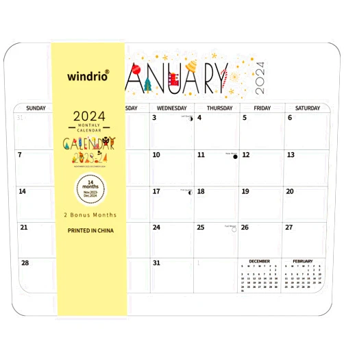 Windrio 2024 2025 Magnetic Calendar for Refrigerator Planner Cartoon Fridge Wall Monthly Magnet Organization, 14 Month 8 x 10 Inch, Season and Holidays Decor for Kitchen Home Household