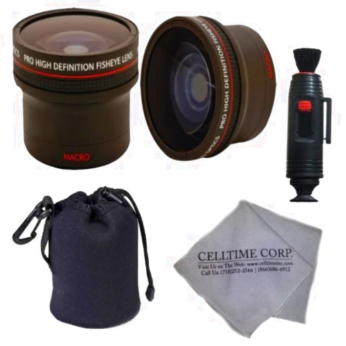 Celltime Inc. 52MM Professional Lens Accessory Kit for NIKON DSLR (D7100 D5200 D5100 D5000 D3200 D3100 D3000 D90 D80) - Includes: 0.14x Ultra Fisheye Lens + Carry Pouch + Lens Cleaning Pen + Celltime Lens Cleaning Cloth