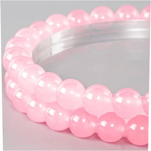 Anjpuy 6MM Natural Stone Beads Round Loose Beads Gemstone for Jewelry Making with Crystal Stretch Cord (Rose Quartz Chalcedony,60PCS)