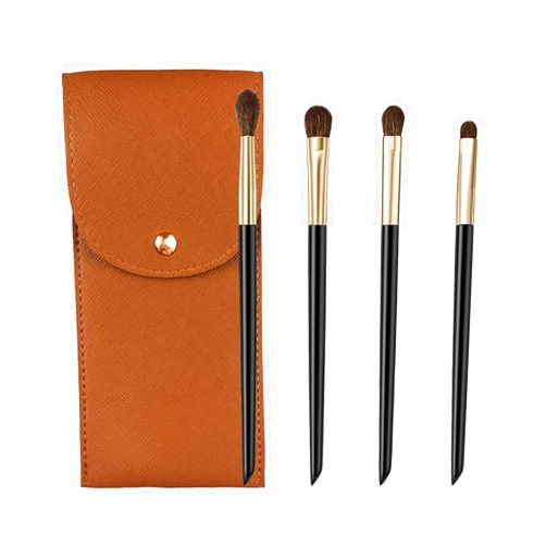 Kanviensl Eyeshadow Brushes with Pouch, 4 Packs Eye Makeup Brushes Eyeshadow Blender with Soft Goat Hairs & Real Wood Handle, Ideal Eyeshadow Brush Tools for Girls’ Daily Use