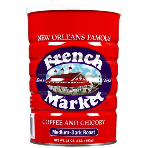 French Market Coffee Creole Medium-Dark Roast Ground Coffee & Chicory 12 oz. Canister (Pack of 3)